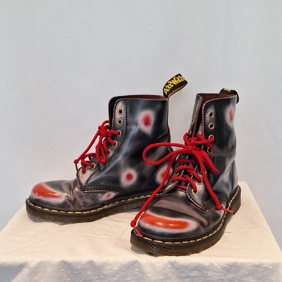 Dr. Martens Shoes - Dr. Martens Women's Black & Red Polka-Dot Lace-Up Boots